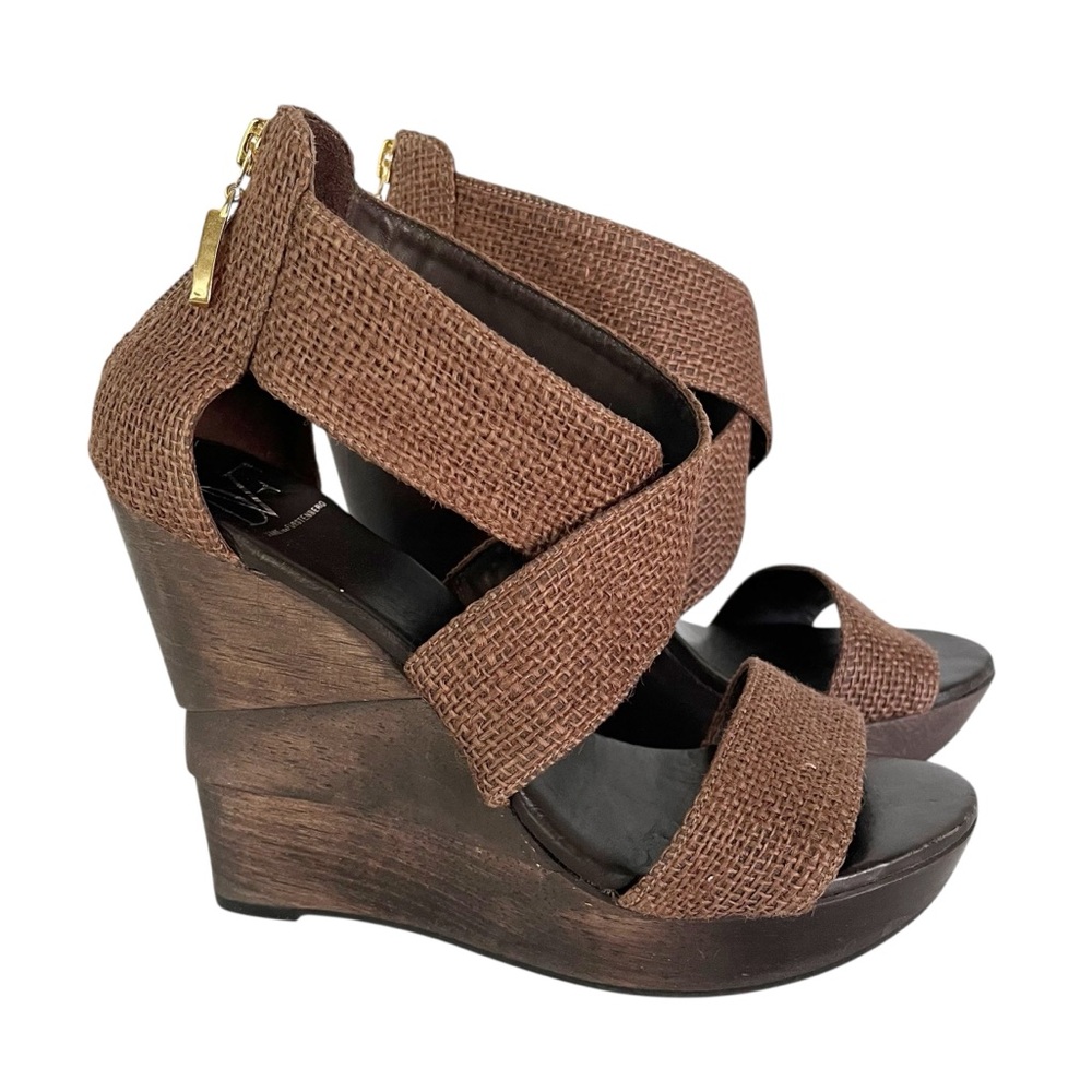 Diane Von Furstenberg Opal Wedge Sandals Women's Size 8.5 Brown Heels Open Toe